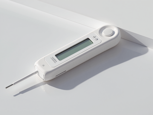 标准型土壤速测仪产品侧面照，塑料外壳，LCD屏幕显示，便携式设计，户外使用场景